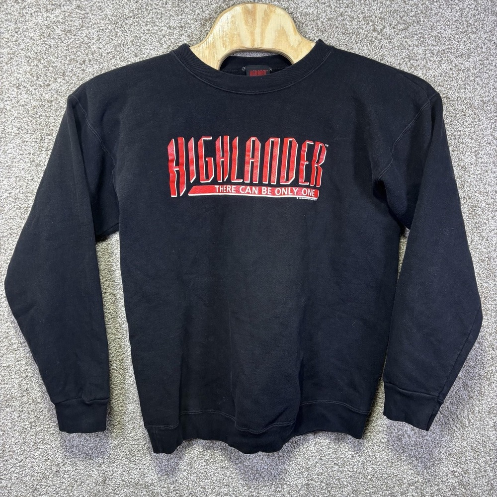 Vintage Highlander Sweatshirt Mens Small Black Fleece There Can Be Only One 1993